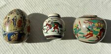 3 Japanese Satsuma ware Samurai Geishas porcelain 2 Ginger Jars 1 Egg antique