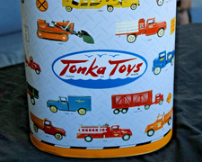 NOS NEAR MINT date 1997 Vintage TONKA TOYS Old Metal Trash Can TOY TRUCK GRAPHIC