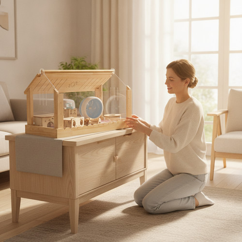 Large wooden hamster cage - large, &