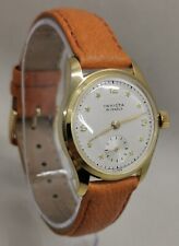 Vtg 1950s Invicta 15J Mechanical Star Indice Face Gold Plated 30mm Gents Watch