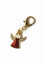 Red Angel Charm Keychain 4.5cm Gold Enamel Pendant Christmas Bag Accessory Gift
