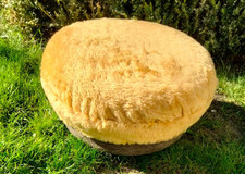 Vintage round faux fur pouffe