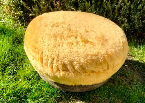 Vintage round faux fur - , pouffe
