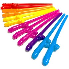 Bright Rainbow Willy Straws