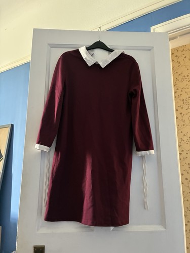 Burgundy dress with white - burgundy,