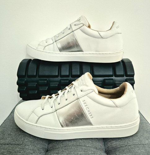 Skechers trainers white silver - skechers,
