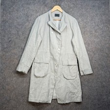 Oska Jacket Womens Size UK 14-16 Grey Linen Trench Mid Length Coat Lightweight