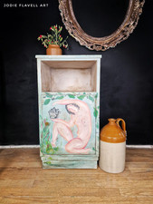 Hand Painted Art Nouveau Style Folk Art Naked Lady Cabinet