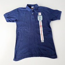 Admiral Vintage Retro England Football Navy Blue World Cup T Shirt Polo Medium