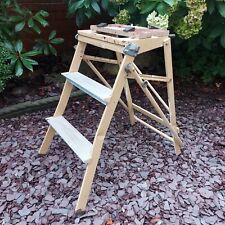 VINTAGE RETRO COATED METAL FOLDING COMBINED STEPLADDER WORKBENCH 1960S DIY COOL