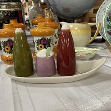 Denby Bourne Galaware’ (Designed Tibor Reich) Cruet Set Salt Pepper Mustard