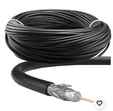 Black RG6 Coax Cable Dual Shield Outdoor/Indoor Coaxial BNC Extension Wire Satel