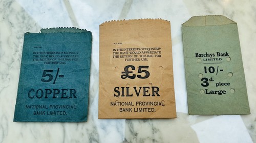 Vintage paper bank coin - coin, bags