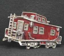 WE07165 *NOS* VINTAGE 1979 CUT-OUT ***CABOOSE*** RAILROAD CAR BRASS BELT BUCKLE