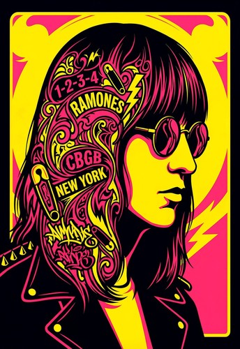 Joey ramone retro - ramone, psychedelic