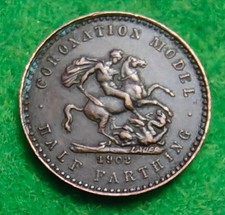 1902 Bronze Coronation Model Edward VII Half Farthing. See photos for condition.