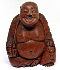 VINTAGE HAND CARVED MODEL of  the  LAUGHING BUDDHA .