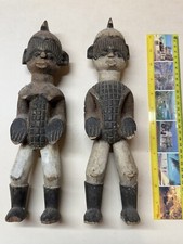 PAIR OF 20th AFRICAN WOOD CARVED IBEJI TWIN FIGURES. MALE AND FEMALE.