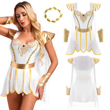 UK Women Grecian Halloween Ancient Roman Toga Greek Queen Dress Costumes Outfits