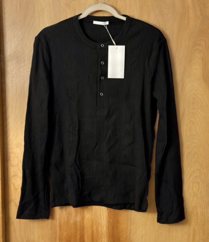 Zara men black henley - men's,