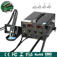 3in1 Soldering Iron Rework Station SMD 968D+ Hot Air Gun Solder Welder 4 Nozzle
