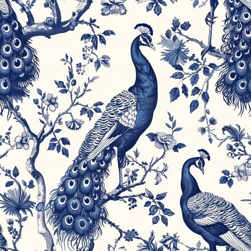 40x blue peacock ornament - 40x, peel
