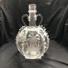Antique 18th century Dutch glass decanter, grapes and vines 