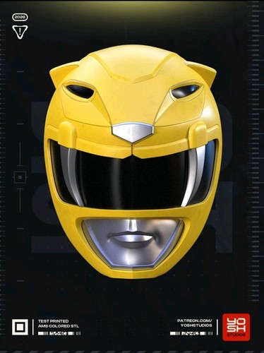 Power ranger yellow helmet - helmet, 3d