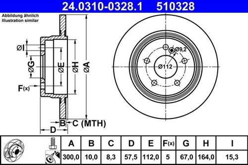 Brake disc ate 0310 0328 - brake, 24.0310-0328.1