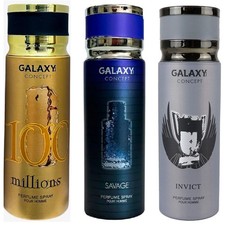 3 Best Men Body spray by Galaxy Plus Concept 200ml, Savage, 100 Million, INVICT
