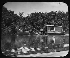 Magic Lantern Slide KWAKWA HOUSEBOAT C1896 PHOTO CENTRAL AFRICA