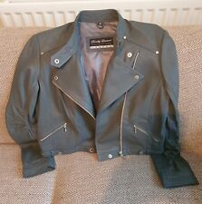 Grey Leather Biker Jacket River Island Miss Sixty Rock Chick Size 14 NWOT 