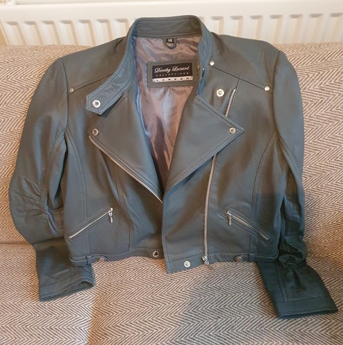 Grey leather biker jacket - grey,