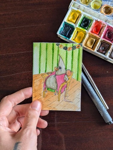 Aceo original watercolor - original,