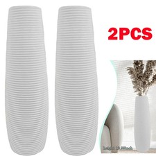 2pc tall floor vase - floor, white