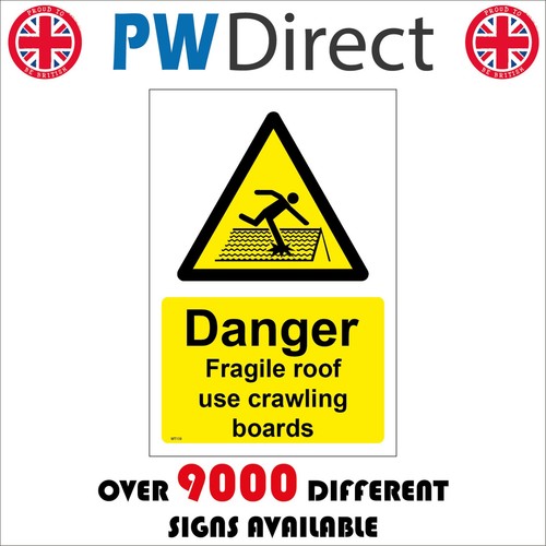 Sign danger fragile roof use - danger,