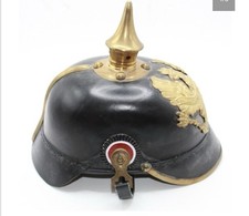 Reproduction Prussian Officers Pickelhaube Helmet Black & Gold