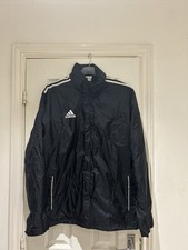 Adidas Lightweight Hooded Windbreaker Jacket Black Shiny Finish, Mens Large