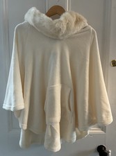 Tesco F&F Women's Loungewear Top. Cream With Faux Fur Hood. Wing Arms. BNWT.