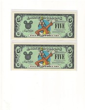 2- 2003 $5 Goofy Disney Dollar