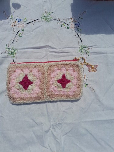 Hand made crochet clutch bag