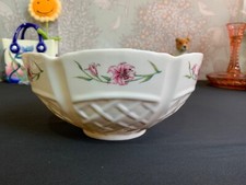BELLEEK Ireland Country Trellis Bowl Lattice & Floral Design 15.5cm Diameter