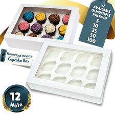 12 hole Cupcake boxes with Clear Window & Inserts in Pack of 5, 10, 25, 50, 100