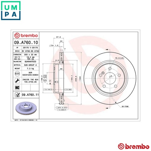 Brake disc a760 - 2x, 09.a760.11