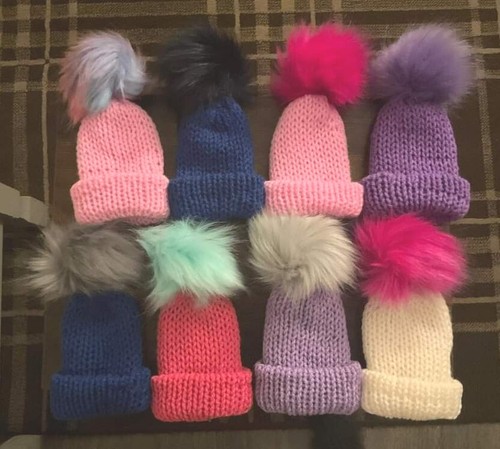 Hand knitted dolls hats - x8,