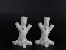Beleek China Parian Tree Vases 13th Mark Shamrock Design Irish Article