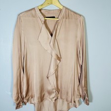 Shiny Satin Blouse Size 18 M&S Long Sleeve Floaty 
