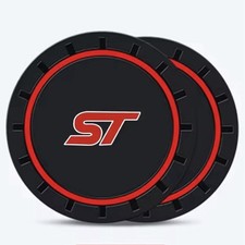 2pc Ford ST Cup Holder Coaster Mats 7CM Anti-Slip Pads Car Accessories RED
