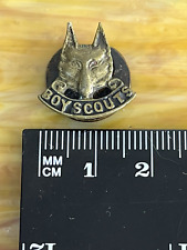 Vintage Metal & Enamel Wolf Head Boy Scout Lapel Badge