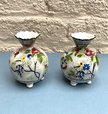 Matched pair Royal Corona ware Hancock & sons Rosetta 5342 small floral vases